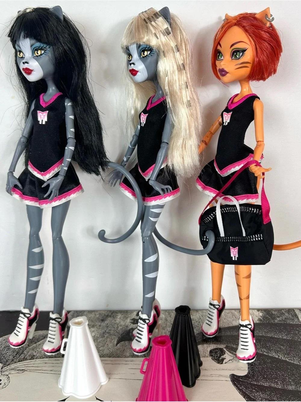 Monster High Fearleading Werecat Sisters 3 Toralei, Meowlody Purrsephone